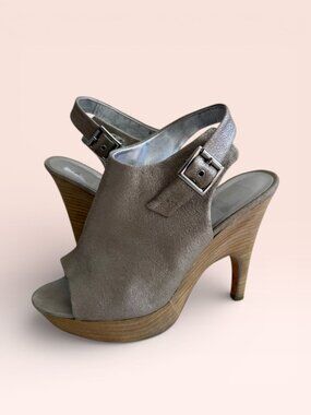DOLCE VITA Silver Platform Slingback Heels Size 8.5